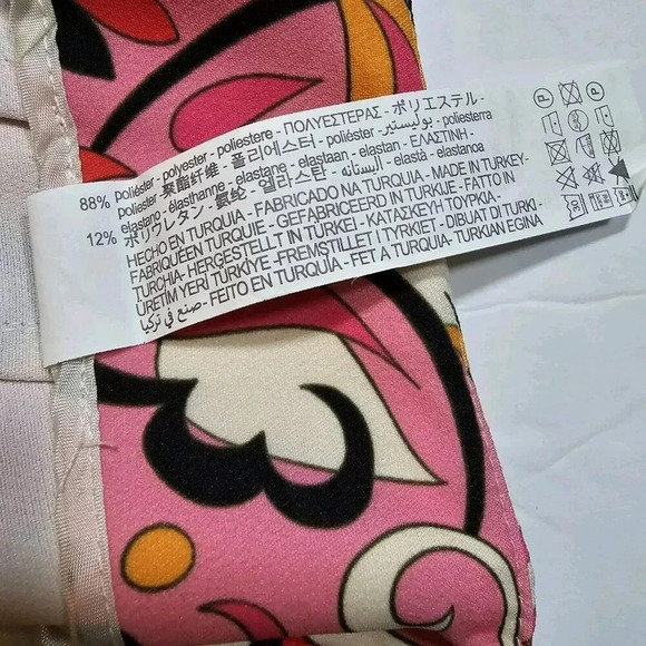 Zara Pants Size M Pink Floral Paisley '70s Retro Straight Leg Pleated Women's - Picture 14 of 14